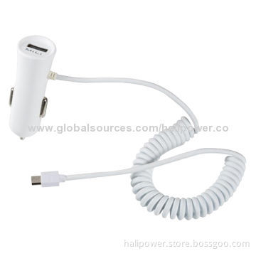 Dual-USB Port Car Charger, Sized 25*24.8*70.5mm, 12V DC InputNew